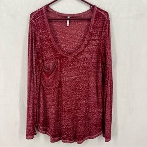 Z Supply women’s medium V-Neck long sleeve T-shirt red oversized top